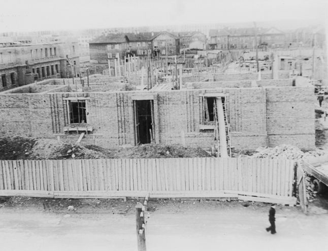 Здание Главного управления Центрального банка Российской Федерации по Мурманской области на этапе строительства, 1947 год